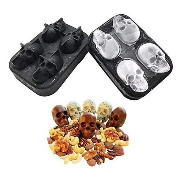 Firlar Molde para hacer hielo de Calavera, bandeja de bolas de huesos,  utensilios para dulces de cocina, utensilios de cocina, Bola de hielo 3D de  silicona de 4 rejillas 