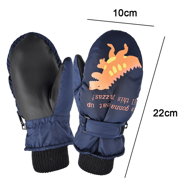 Guantes de esquí para niños, 1 par de guantes de nieve para niños,  resistentes al viento, transpirables, con patrón de dibujos animados,  térmicos