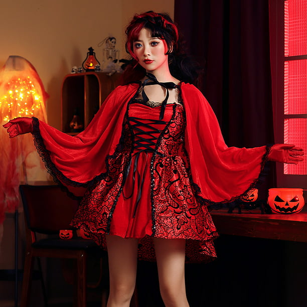 Xs-6xl Deluxe Adulto Disfraz de Caperucita Roja con Capa Mujer Disfraz  Fiesta de Halloween Princesa Cosplay Fancy Dress