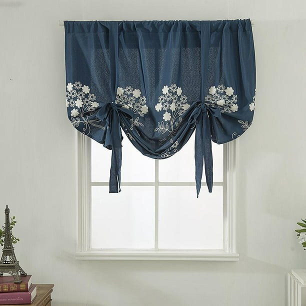 Cortinas con lazo de flores y mariposas para ventana, cortina de globo con  aislamiento térmico, cortinas ajustables con bolsillo para barra, paneles