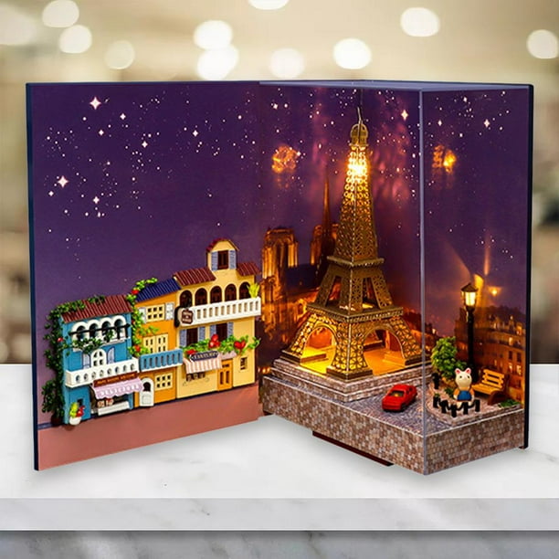 Kit de Adorno de decoración Kits de manualidades para adultos de cumpleaños  para mujeres y niñas Noche de Paris Yotijar mini casa de muñecas diy