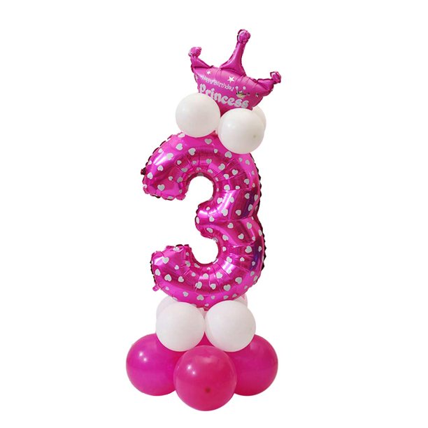 Globos de 40 pulgadas de color morado y rosa del número 4 con corona para  decoraciones de cumpleaños de 4 años. (4)