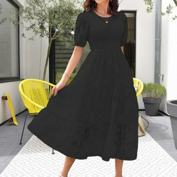 Vestido Vestido ajustado para mujer, vestido largo elegante sin espalda, vestido  negro de verano, atuendo diario Ygjytge Negro T M para Mujer