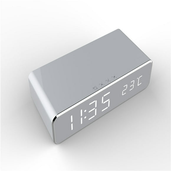 reloj despertador inalámbrico recargable de 1 pieza reloj despertador eléctrico led con cargador de teléfono espejo de reloj con termómetro digital de escritorio inalámbrico con función de memoria de tiempo rojo verde