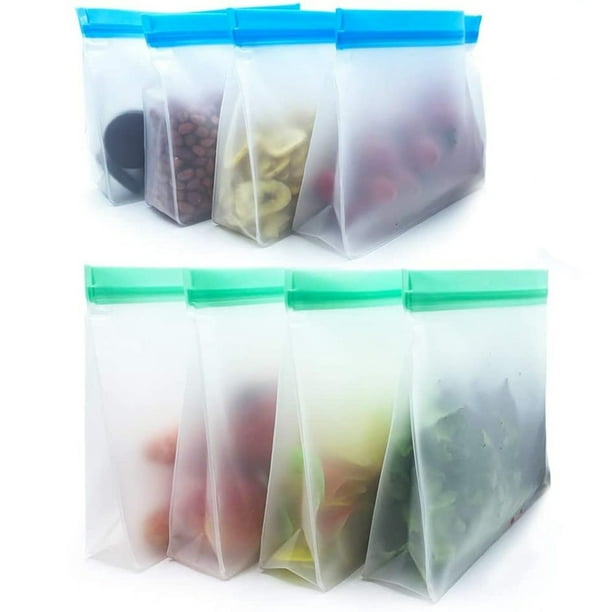 Bolsas de almacenamiento de silicona reutilizables, sin BPA, 3 bolsas de  almacenamiento de alimentos, bolsas de congelador a prueba de fugas para