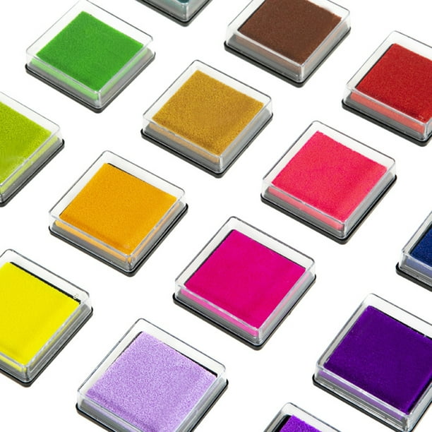 Sellos de tinta de 20 colores, almohadilla de tinta lavable y segura para  sellos de goma, almohadilla de sello de huellas dactilares arcoíris para