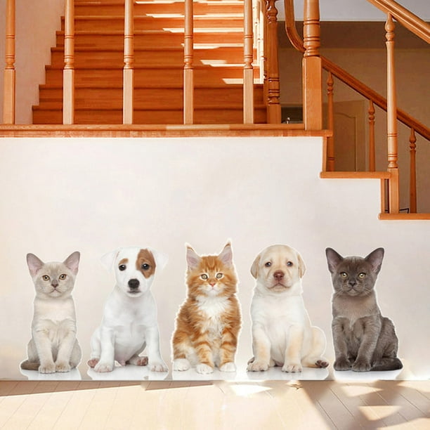 Pegatinas 3D de gatos para el baño, calcomanía de pared de Animal  encantador, decoración del hogar