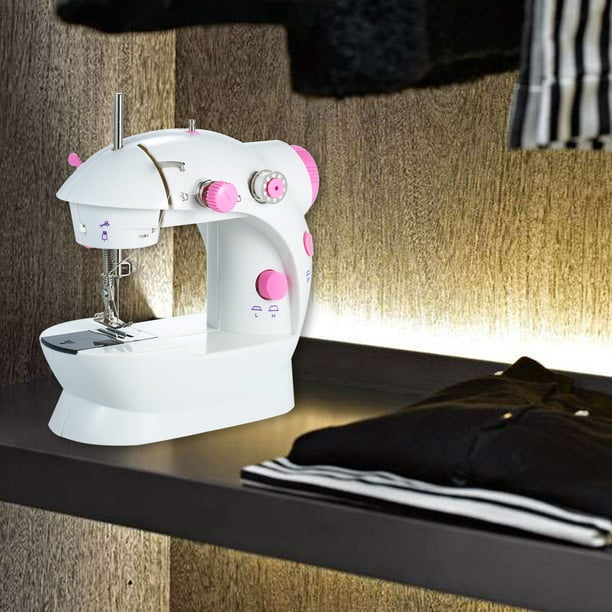  Máquina de coser portátil Mini máquina de coser con  multifunción ajustable de 2 velocidades de doble hilo, máquina de reparar  manualidades eléctrica con cortador y pedal para el hogar, viajes, doble (