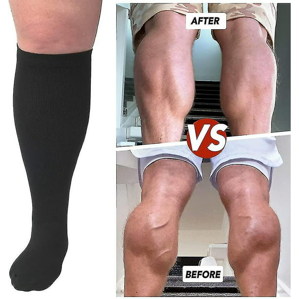  Calcetines de compresión para hombre, pantorrillas anchas,  calcetines gruesos para diabéticos. Pie y pierna grandes con soporte de  tobillo y arco