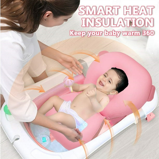 Bañera para niños pequeños, ahorro de espacio, antideslizante, 7 posiciones  reclinables, de alta seguridad, plegable, para el hogar (rosa)