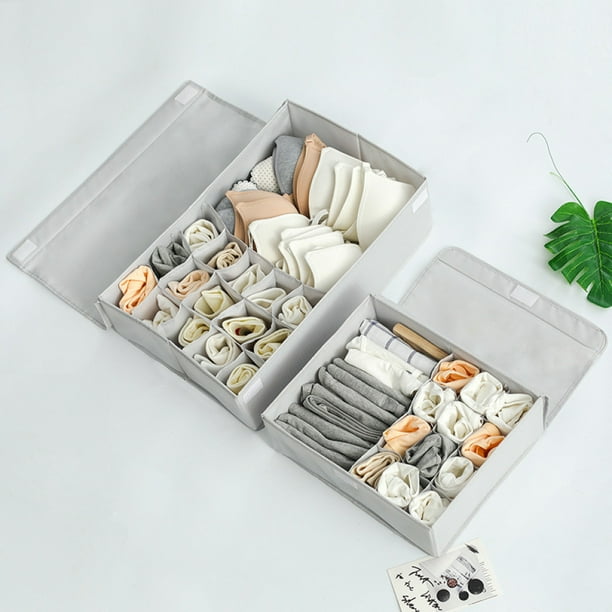 Basics Organizador de almacenamiento de cajones para ropa interior,  juego de 4, color gris