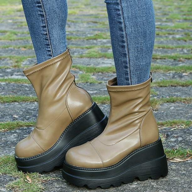 Botas casuales para mujer diarias cordones para exteriores Zapatos de suela gruesa Wmkox8yii sa5166 | Walmart en línea