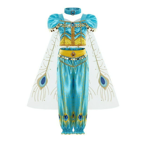 ORIDOOR - Conjunto de disfraz de princesa Jazmín de Aladdín para mujer,  disfraz de danza del vientre, para fiesta, talla mediana, azul malaquita :  : Ropa, Zapatos y Accesorios