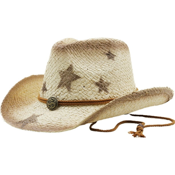 Mujeres Hombres Sombrero para el sol de Panamá Sombreros para el sol  Estrella decorativa Moda Bohemia Sombreros de paja para Salvador Sombrero  Ala