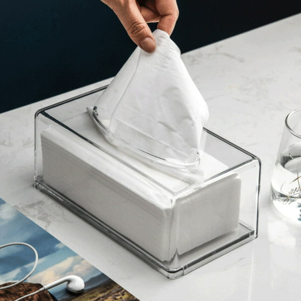 CY craft Servilletero de acrílico para toallas de invitados, bandeja de  almacenamiento de toallas de mano de papel transparente para baño, moderno