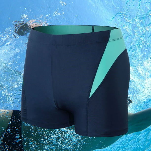 Traje de baño para hombre Pantalones cortos de baño de pierna cuadrada  transpirables para entrenamiento deportivo (Navy XXXL)