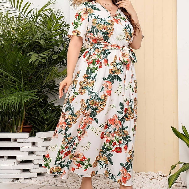 Vestidos Tallas Grandes Malla en contraste Plantas Glamour