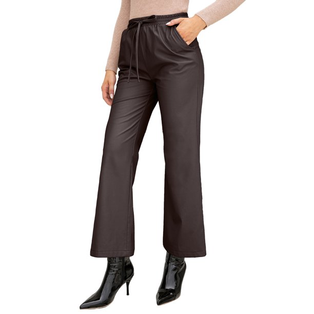  Pantalones casuales de color liso para mujer, cintura