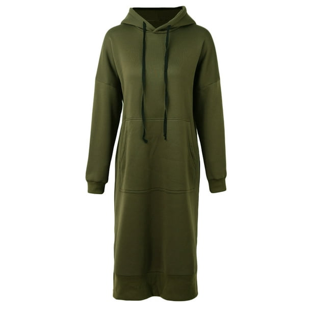 Sudadera larga suelta para mujer, vestido con capucha, sudaderas con  capucha cálidas Irfora Verde militar L