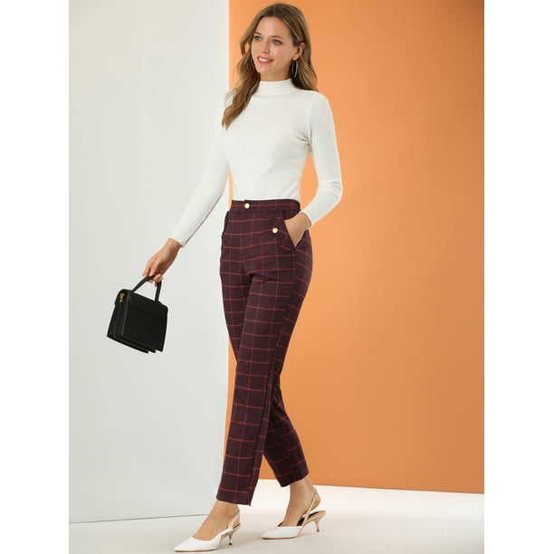  Pantalones a cuadros para mujer Pantalones de cintura