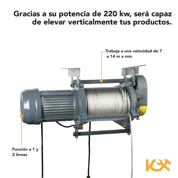 Polipasto eléctrico 400 - 800kg Gutstark Cable 20 m Tecle Garrucha