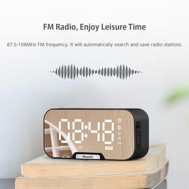 Radio reloj despertador digital de 5.1 '', reloj despertador con espejo,  radio FM Eccomum Negro/Radio despertador