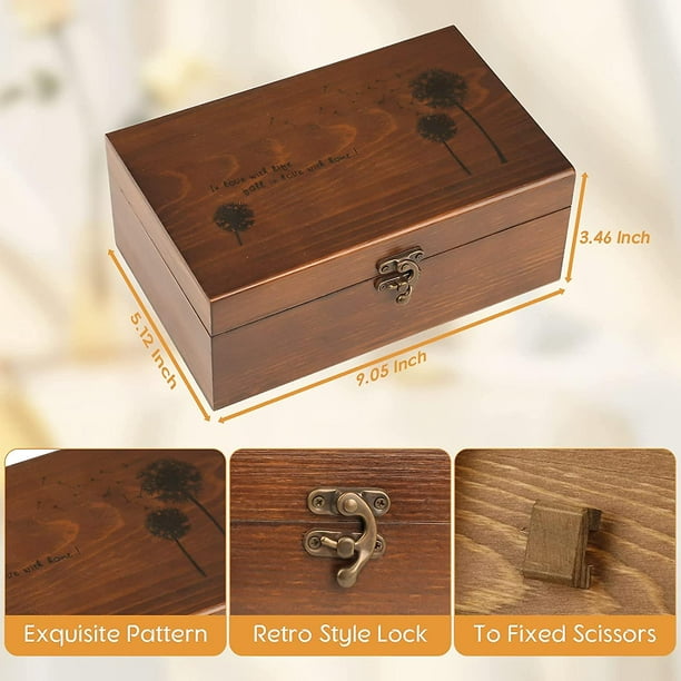 Caja de costura de madera, accesorios para principiantes en el