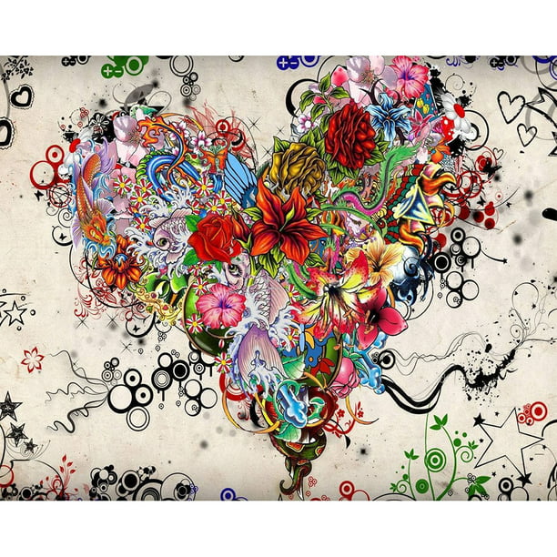 Cuadros Decorativos Pintura al óleo de corazones abstractos por