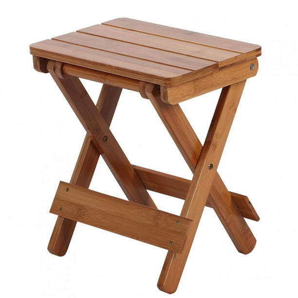  Taburete plegable de bambú natural, silla de madera