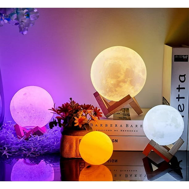 Lámparas luna 3D, Sebami Luz Nocturna Luna LED Lampara Luna control táctil  Brillo con puerto de carga USB Luz de Noche Ambiente LAMPARA DE LUNA, Moda  de Mujer