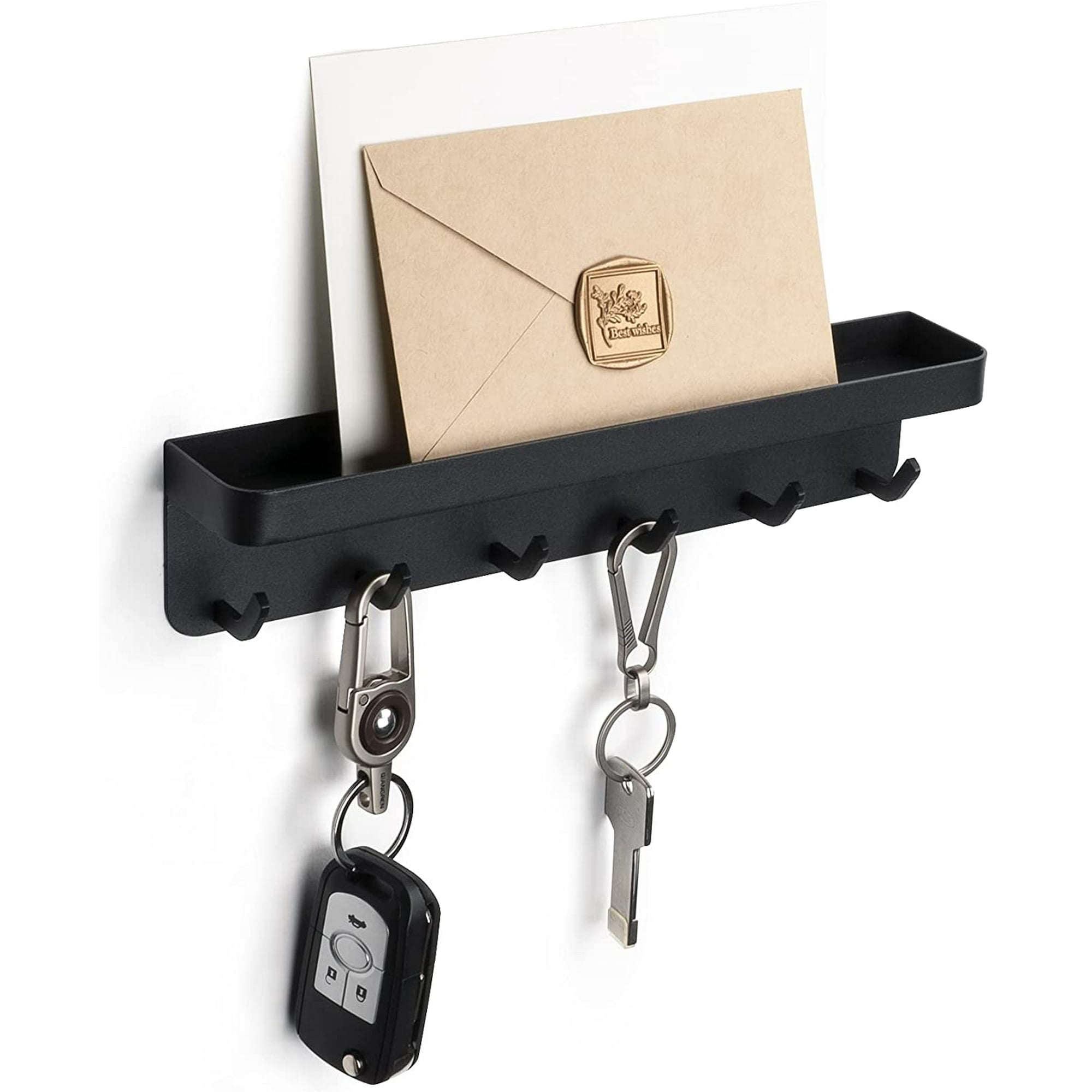 Soporte para llaves para decoración de pared, organizador de llaves y  correos montado en la pared, soporte adhesivo para llaves con bandeja para
