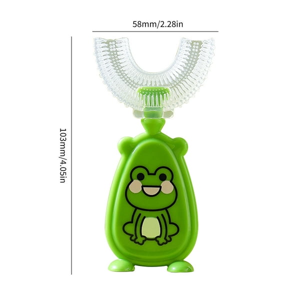 ✨ Cepillo de dientes 360 silicona para Bebé Teether Training Toothbrush  Color Verde Diseño Convencional con tope