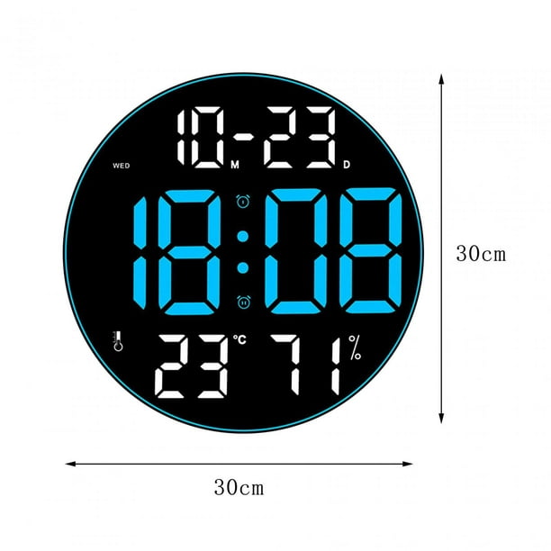 Reloj de pared Digital, reloj de pared LED, reloj de escritorio,  multifuncional, moderno, Simple, LED, reloj despertador para cafetería,  sala de estar Azul BLESIY Reloj de pared digital