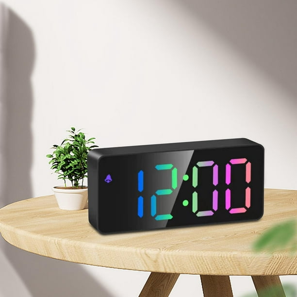 Reloj despertador digital moderno Temperatura Espejo LED Reloj
