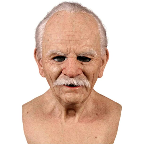 Máscara de hombre viejo realista de Halloween decoración de látex máscara de  miedo cabeza completa horror cara arrugada cosplay prop JAMW Sencillez