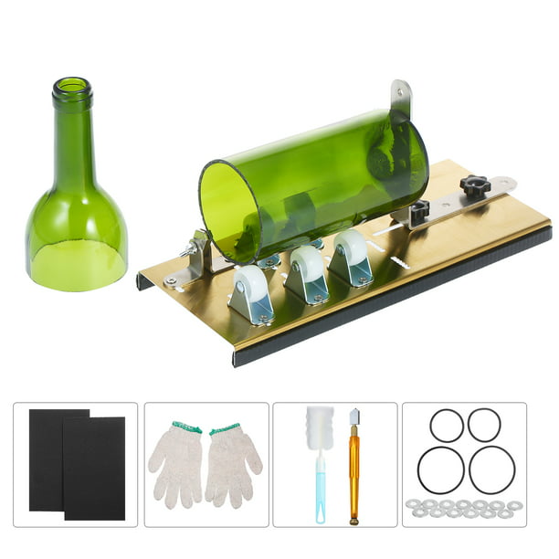 Cortavidrios Irfora Kit de cortador de botellas de vidrio, cortador de  botellas, máquina de bricolaje para cortar botellas redondas ovaladas y  frascos de albañil con guantes, papel de lija, anillo de Irfora