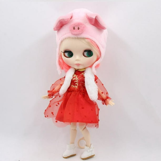 vaporoso con capucha blanca, sombrero rosa para muñeca Blythe o accesorios  de ropa para muñecas de niña pulgadas Baoblaze Vestido de muñeca de 12  pulgadas