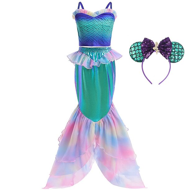 Disfraz de sirenita para niñas, vestido de sirena para niñas, ropa de  fiesta para niñas, ropa de cumpleaños, disfraz de Halloween, disfraz de  ariel -  México