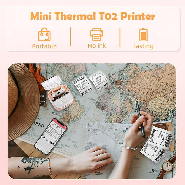Mini impresora térmica portátil 203dpi 53mm impresión pegatinas inalámbrico  Inkless Mini Pocket Notas de la etiqueta de la impresora para el hogar  Feliz Sencillez