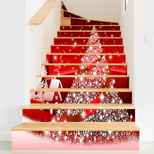 Calcomanías navideñas 3D para elevadores de escaleras, pegatinas para  escaleras, murales decorativos autoadhesivos, calcomanías para escaleras  para 13 piezas mayimx Vinilos escaleras
