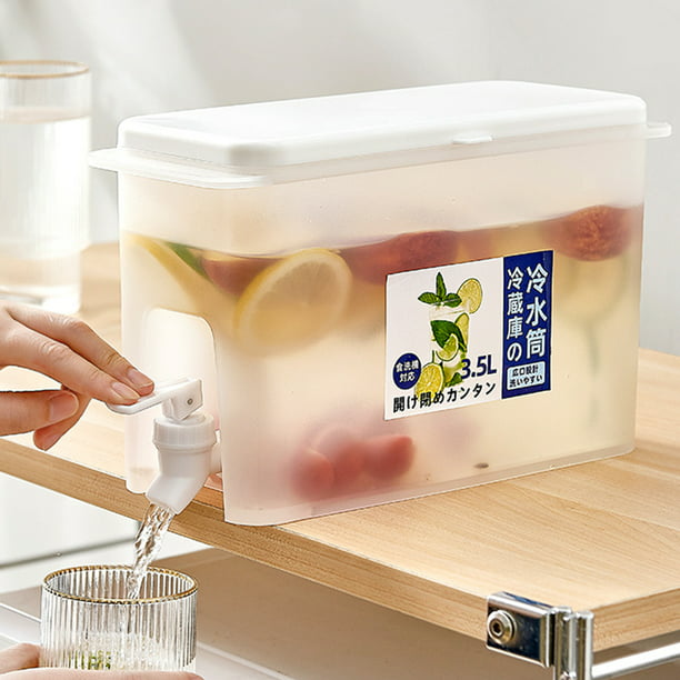 Dispensador de bebidas de plástico 3 litros con grifo para frigorífico 31 x  21,5 x 7 cm, botella dispensadora agua, tanque, garr