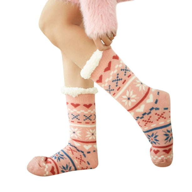  Calcetines de Navidad para otoño e invierno para mujer,  calcetines gruesos con forro polar, calcetines para dormir para el hogar,  calcetines de pie para moqueta, calcetines para mujer (color: D, tamaño