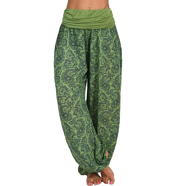 Pantalones de harén de pierna ancha para mujer Aladdin Boho Hippy  Pantalones de yoga sueltos Tallas grandes-Verde-3XL Teléfono móvil Teléfono  móvil