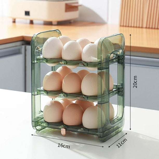 Soporte para huevos para refrigerador, organizador de huevos, bandeja  reutilizable para huevos, contenedor de almacenamiento para encimera,  estante, Verde mayimx Porta huevos