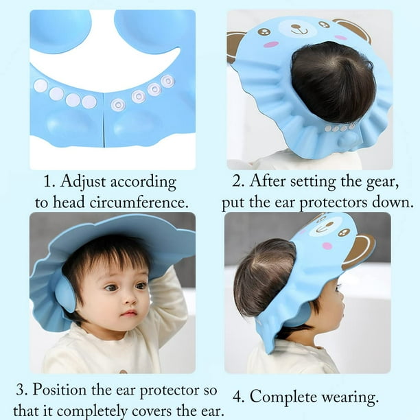 Comprar Gorros de ducha para bebé, gorro de champú, Protector de oídos y  ojos, gorros de ducha ajustables para niños