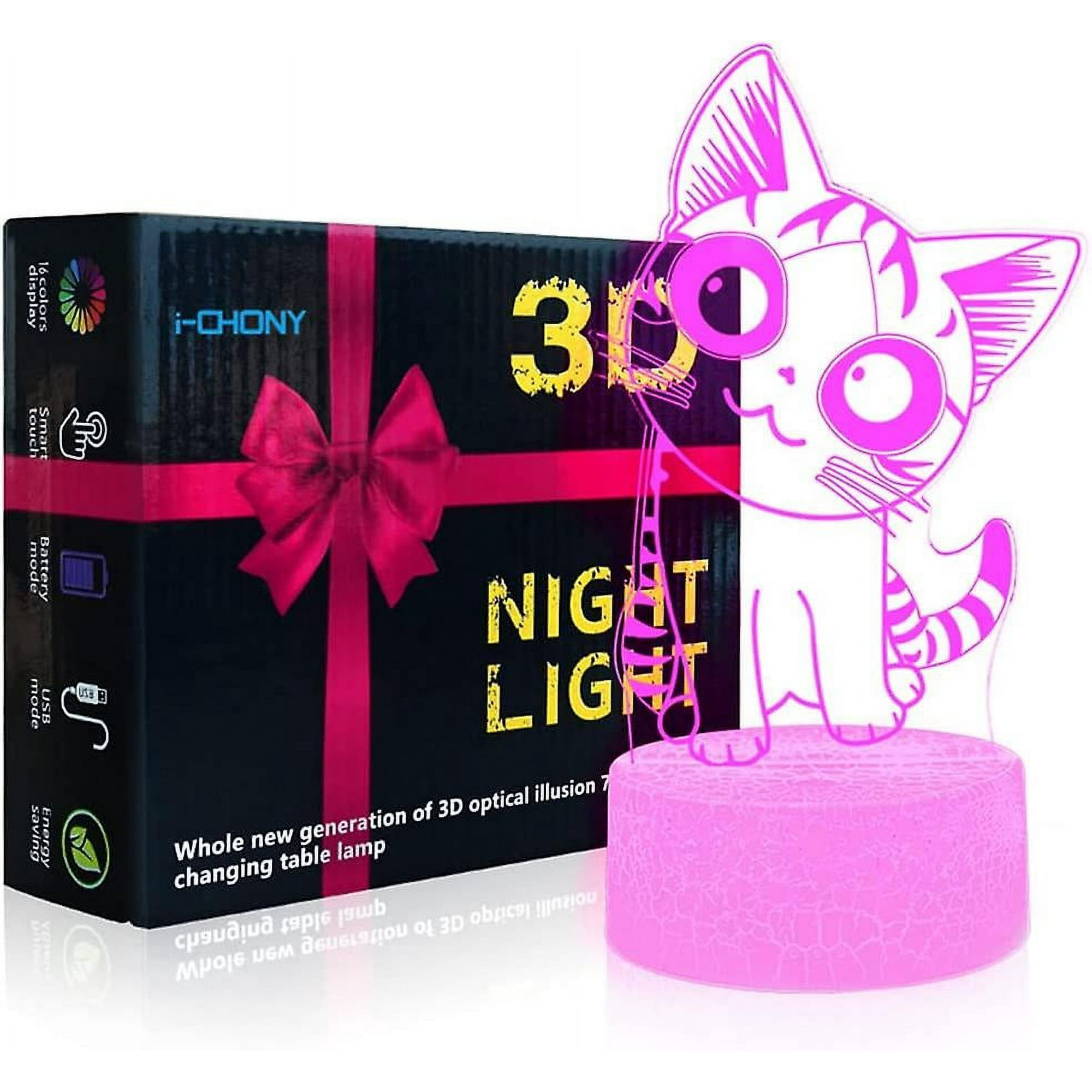  YOTOZU Lámpara de gato con luz nocturna de gatito, recargable  por USB, luz nocturna con sensor táctil y control remoto, 4 modos, 16  colores, luz nocturna para niños, regalos de Navidad 