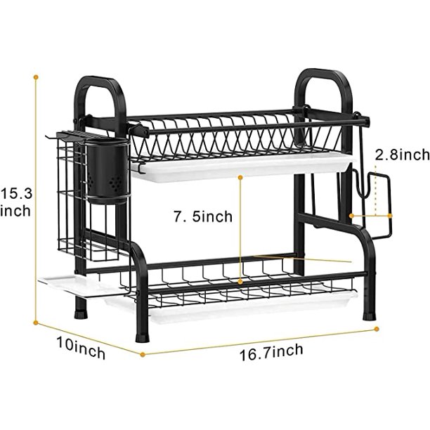 U Chef Estante escurridor de fregadero para platos y trastes de cocina para  secado de accesorios de hogar y cocina de acero inoxidable de dos niveles