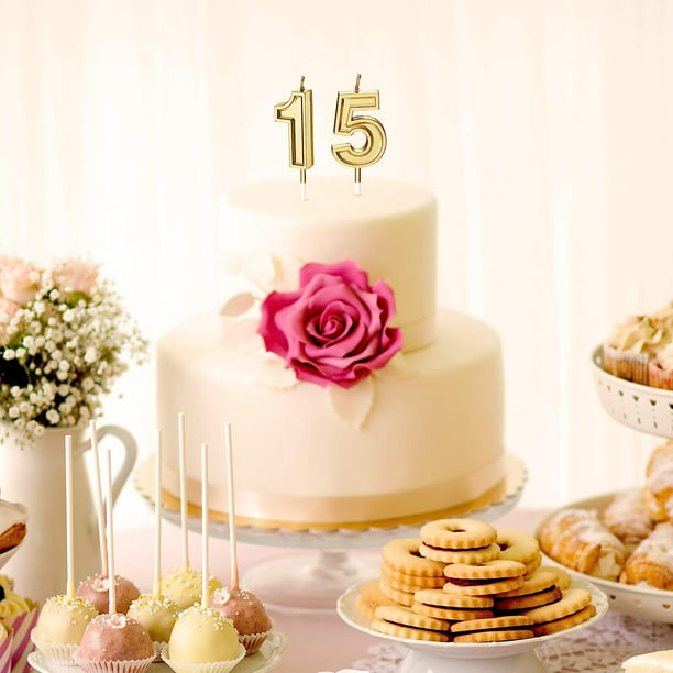 BBTO Vela de medio cumpleaños para pastel de medio año y medio año para  decoración de fiesta de aniversario de cumpleaños de bebé (dorado)