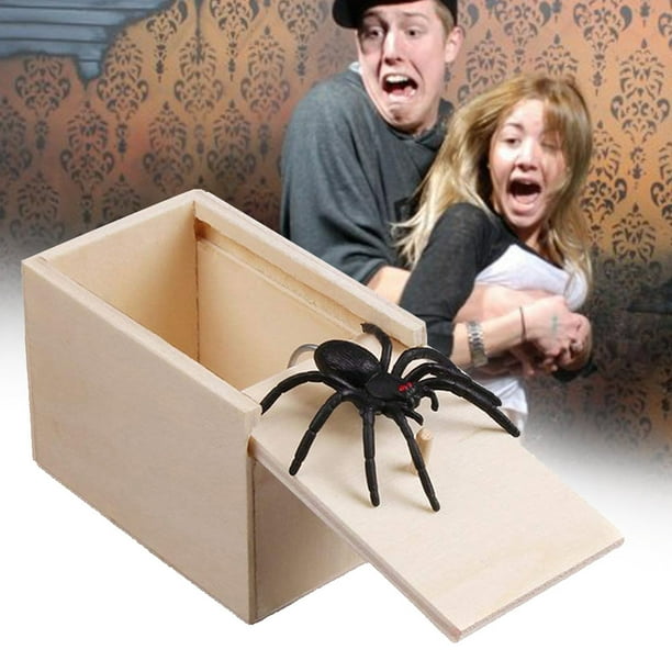 Artículos de broma para asustar a la araña divertida en una caja de madera  Regalo de broma de juguete para mujeres y hombres Caja sorpresa divertida