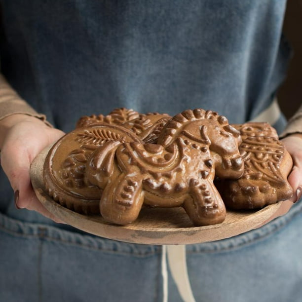 Molde de madera tallada para galletas, cortador de galletas de jengibre,  sello de galletas de jengibre, moldes de sello de prensa de conos de pino